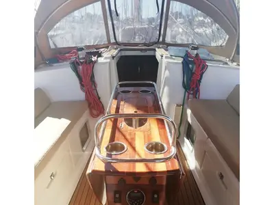 Cockpit of REN - TOTAL REFIT 2018, a Jeanneau Sun Odyssey 43  sailboat at Athens, Greece