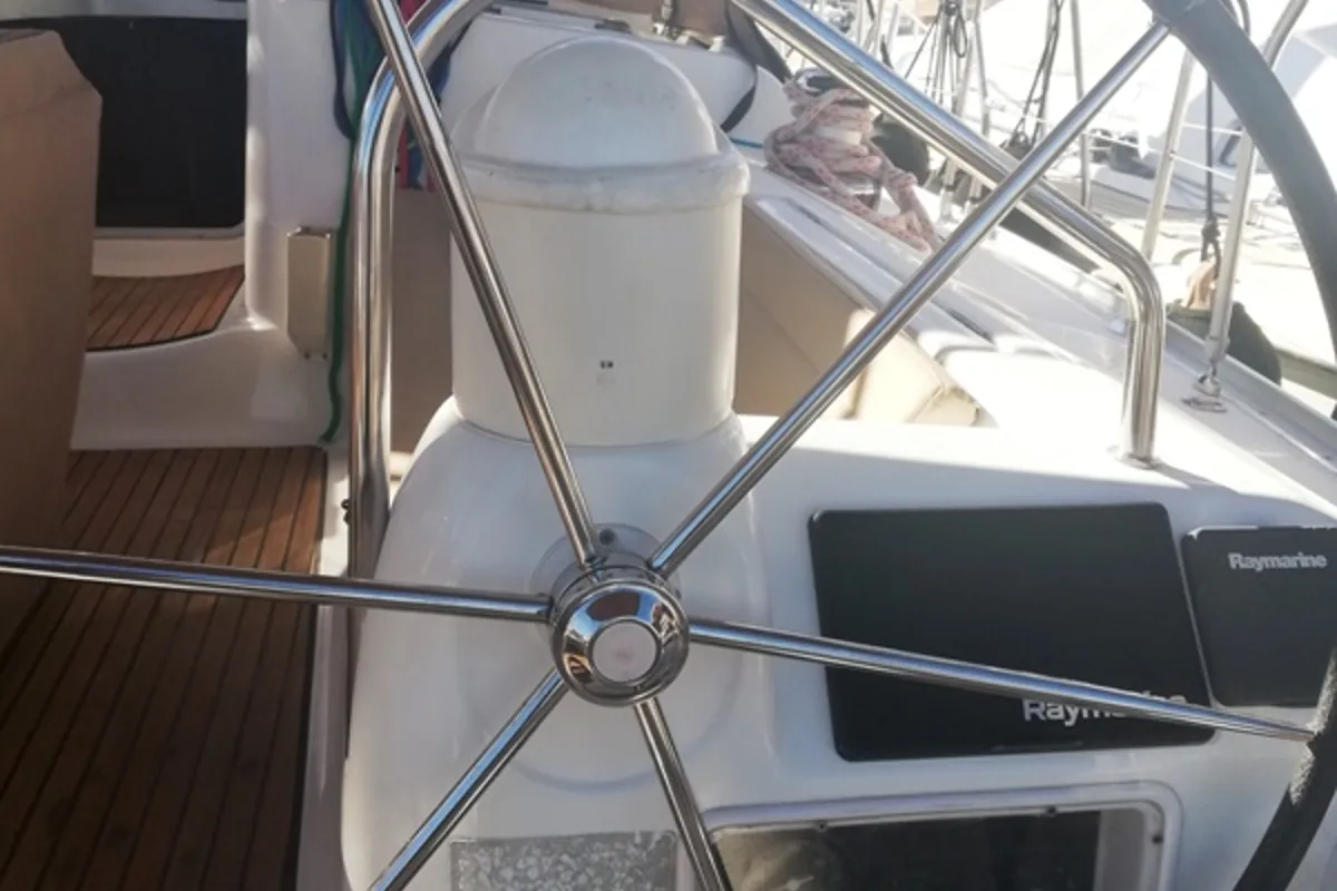 Cockpit of REN - TOTAL REFIT 2018, a Jeanneau Sun Odyssey 43  sailboat at Athens, Greece