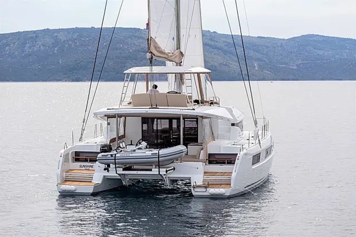 Exterior view of Sunshine, a Lagoon 50 catamaran at Grad Trogir, Croatia