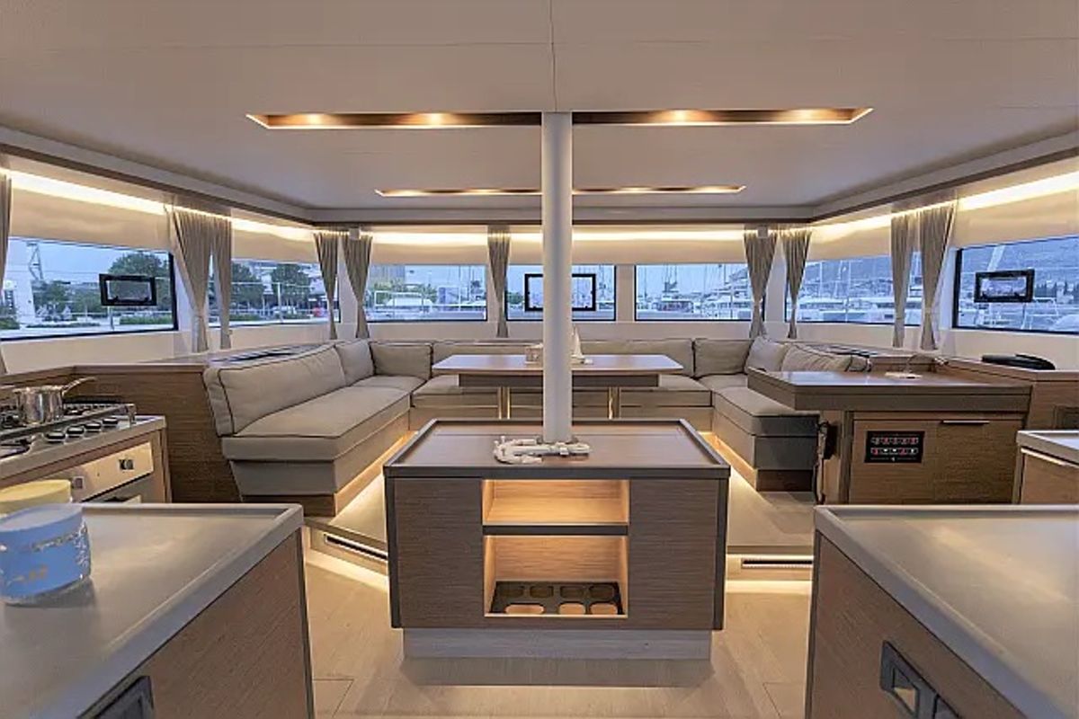 Salon of Sunshine, a Lagoon 50 catamaran at Grad Trogir, Croatia