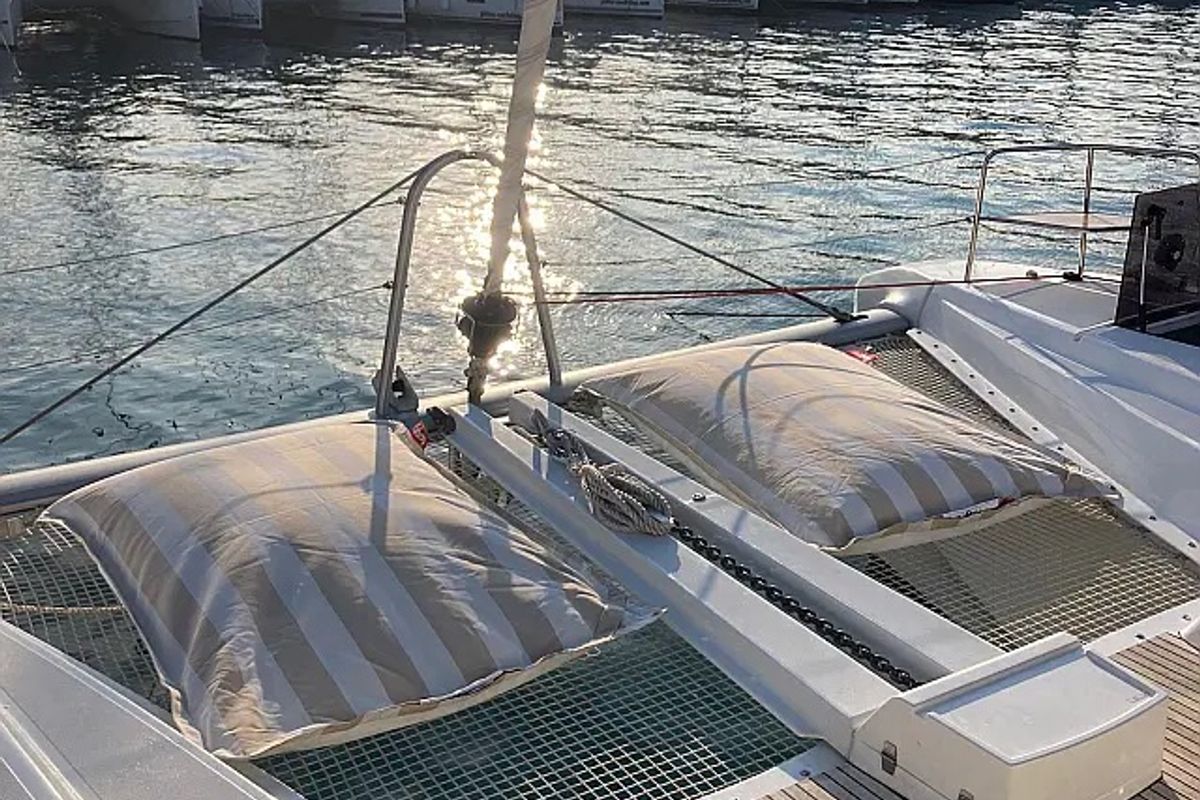 Deck of Sunshine, a Lagoon 50 catamaran at Grad Trogir, Croatia