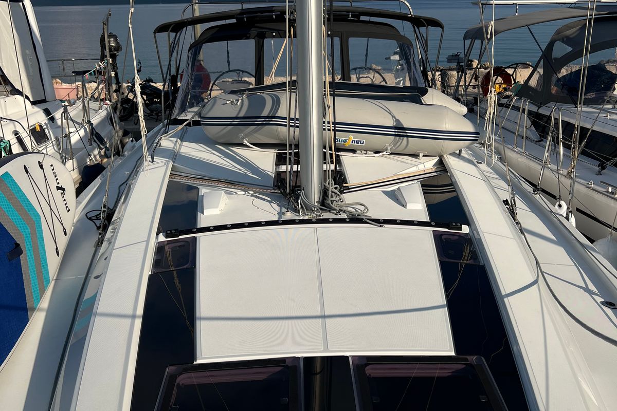 Cockpit of MariMar, a Beneteau Oceanis 46.1 sailboat at Municipal Unit of Lefkada, Greece