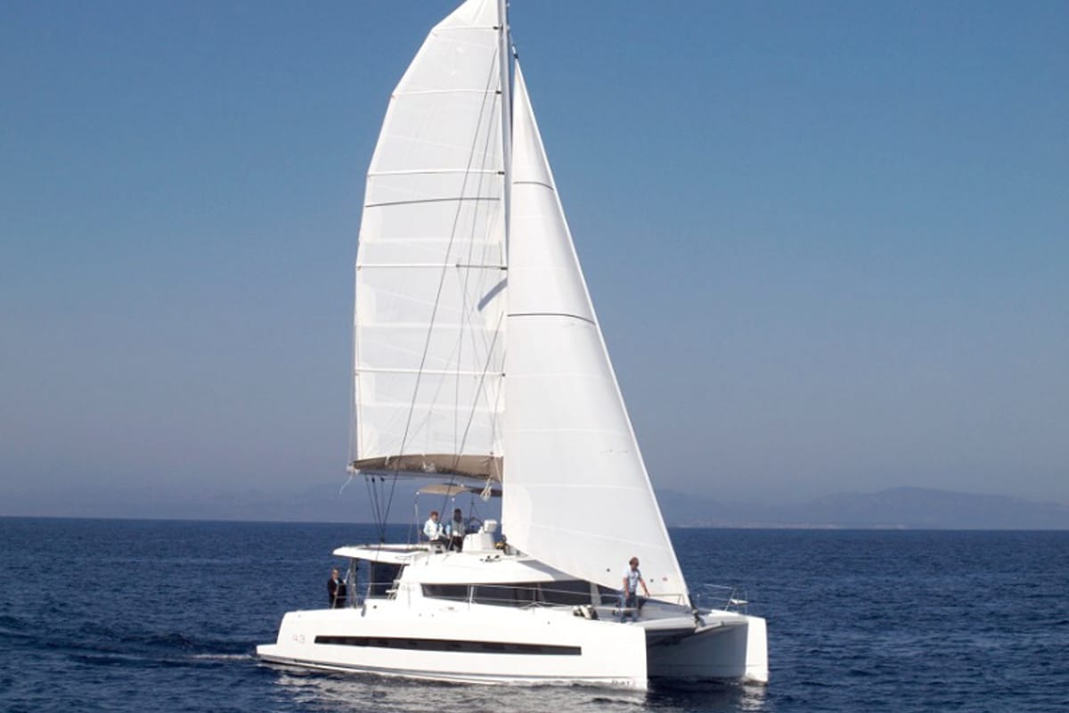 Exterior view of ANEMOS, a Bali 4.3 catamaran at Capo d'Orlando, Italy