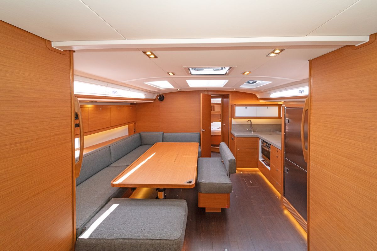 Salon of Imagine, a Dufour 470 sailboat at Kos, Greece