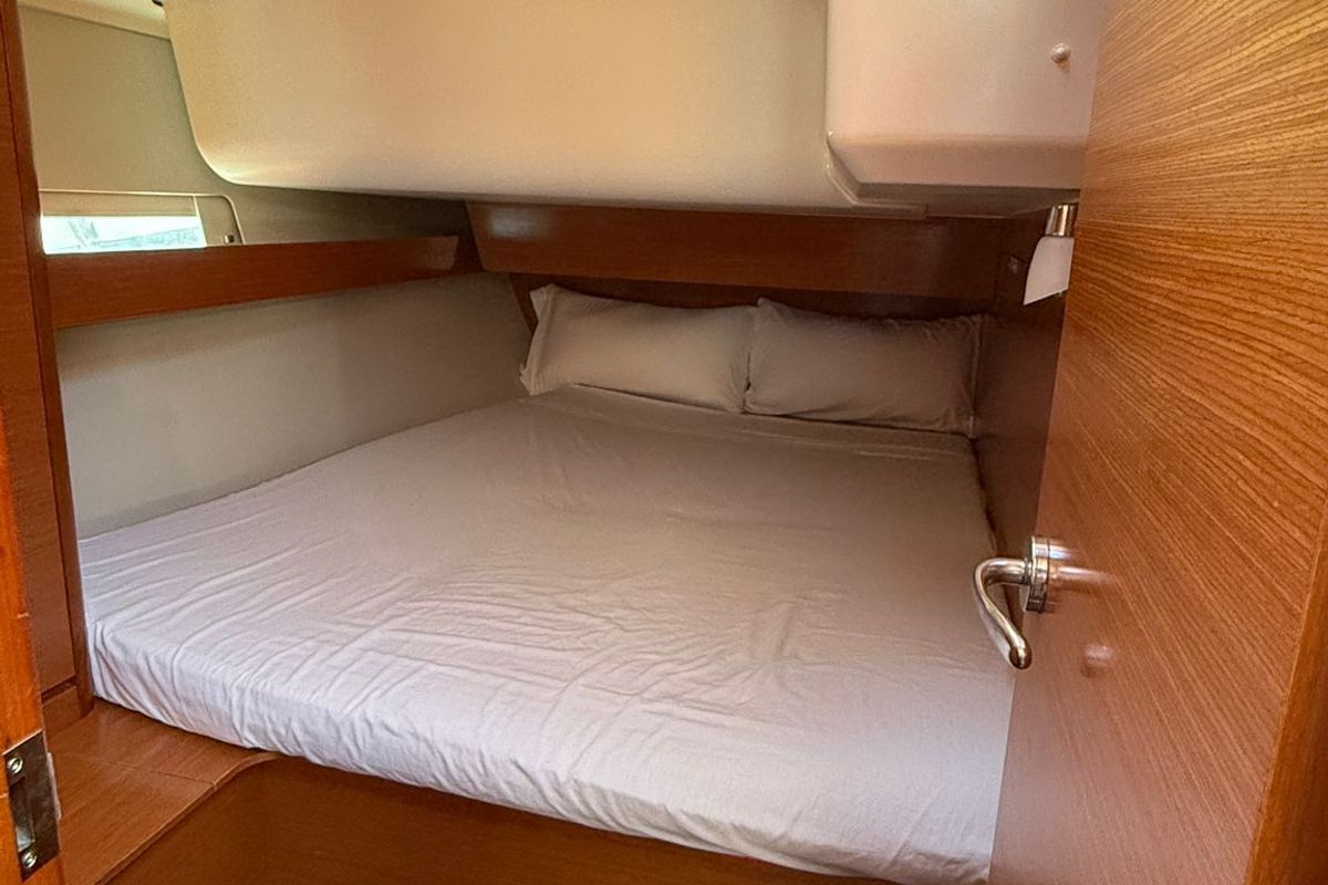 Cabin on Rita, a Dufour 460 Grand Large sailboat at es Jonquet, Spain