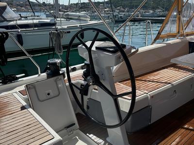 Cockpit of Dune, a Beneteau Oceanis 51.1 sailboat at Općina Rogoznica, Croatia