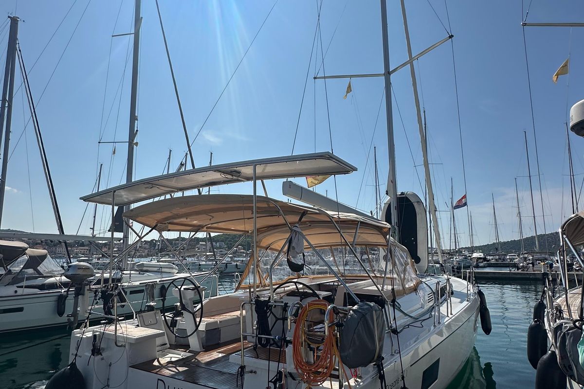Deck of Dune, a Beneteau Oceanis 51.1 sailboat at Općina Rogoznica, Croatia