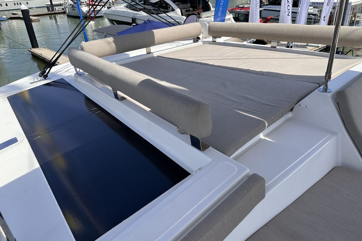 Deck of Joyous, a Bali 4.2 catamaran at Mai Khao, Thailand