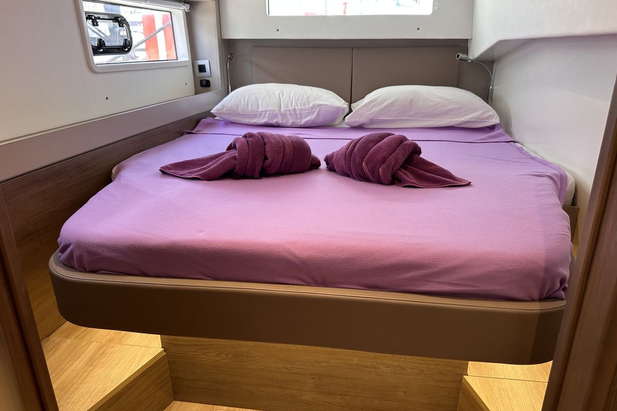 Cabin on Joyous, a Bali 4.2 catamaran at Mai Khao, Thailand