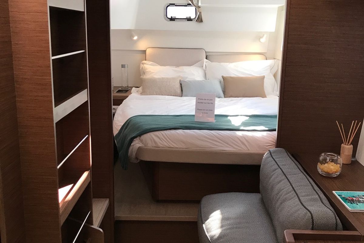 Cabin on Saudade, a Lagoon 40 catamaran at Olbia, Italy