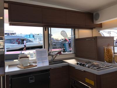 Galley of Saudade, a Lagoon 40 catamaran at Olbia, Italy