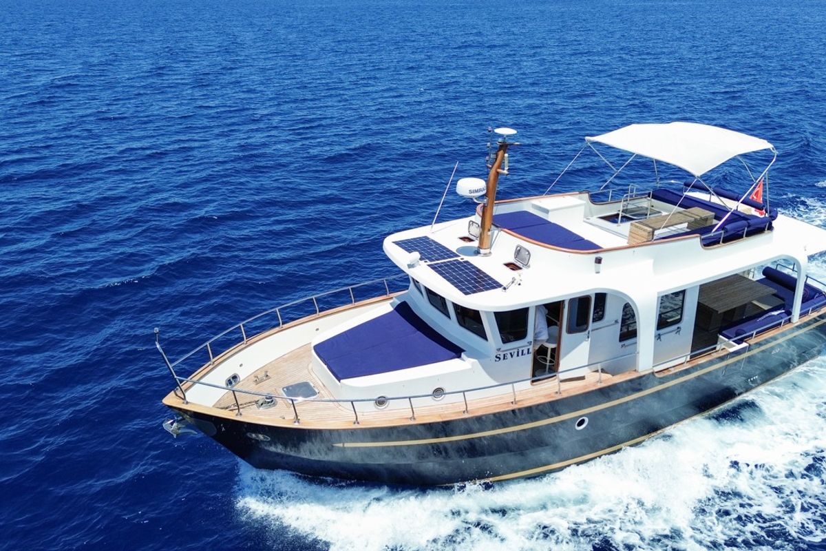 Exterior view of Sevill, a Gulet Custom built 183 yacht at Bodrum, Turkey