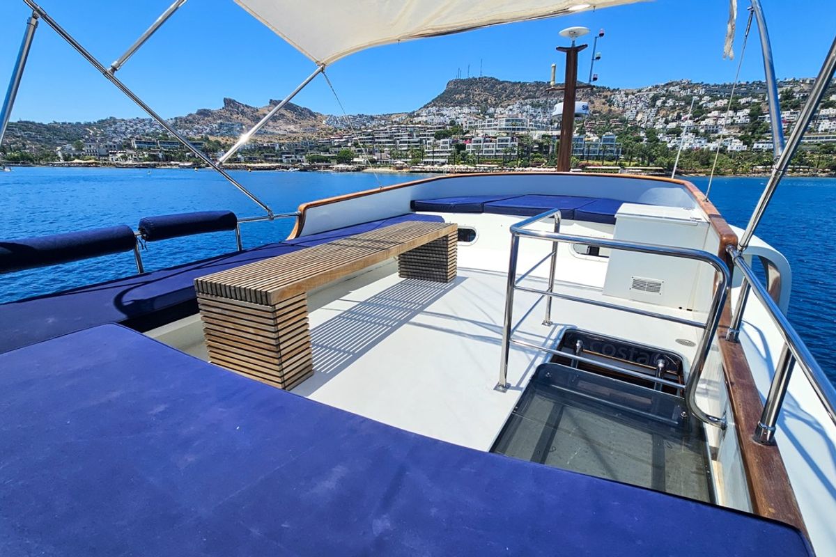 Deck of Sevill, a Gulet Custom built 183 yacht at Bodrum, Turkey