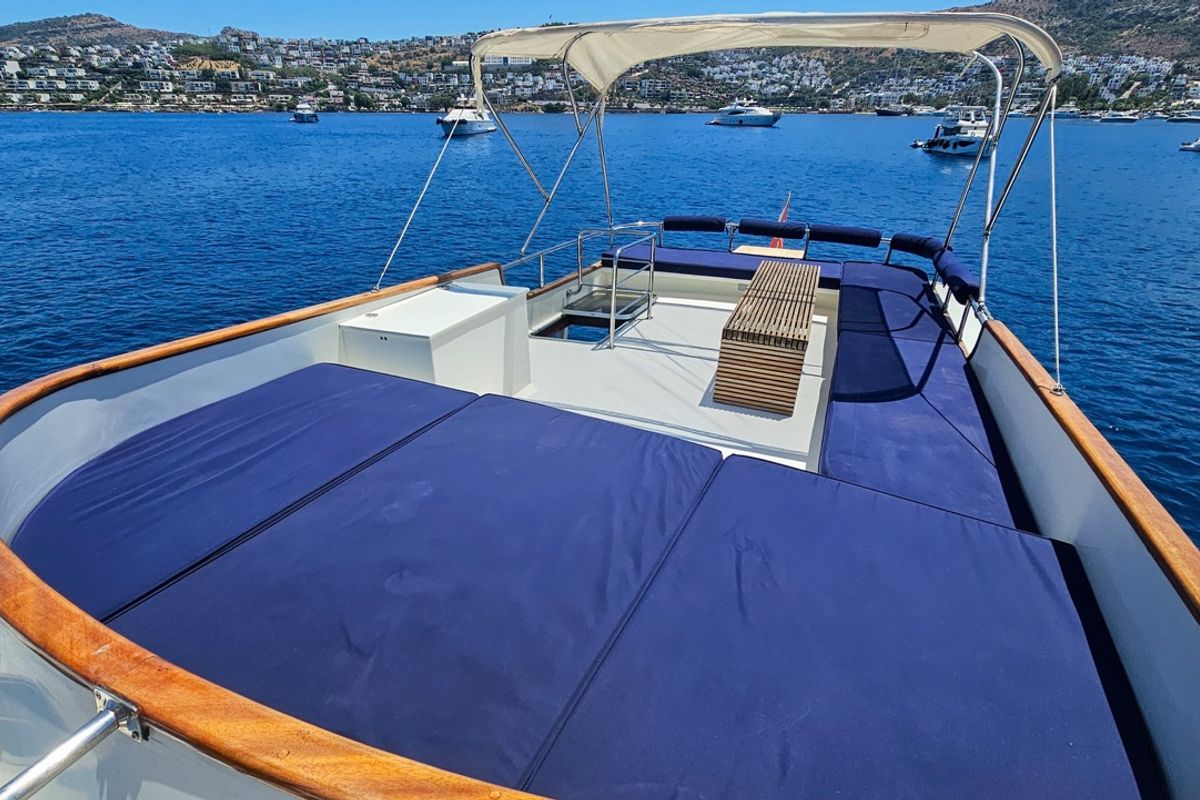 Deck of Sevill, a Gulet Custom built 183 yacht at Bodrum, Turkey
