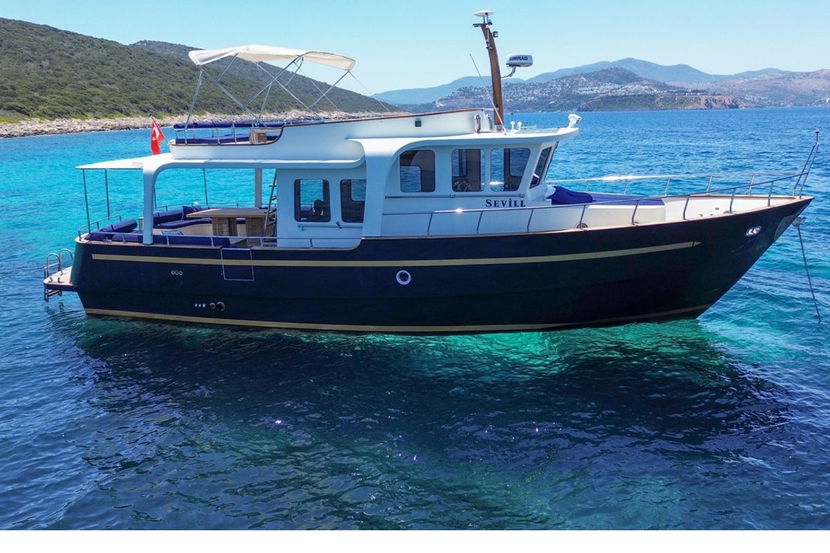 Exterior view of Sevill, a Gulet Custom built 183 yacht at Bodrum, Turkey