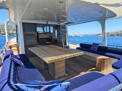 Deck of Sevill, a Gulet Custom built 183 yacht at Bodrum, Turkey