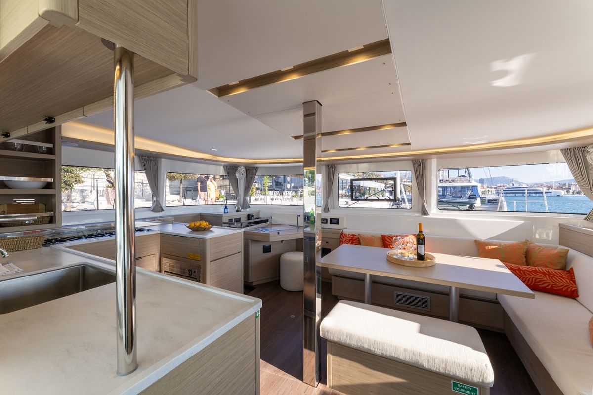 Galley of AURA, a Lagoon 46 catamaran at Općina Rogoznica, Croatia