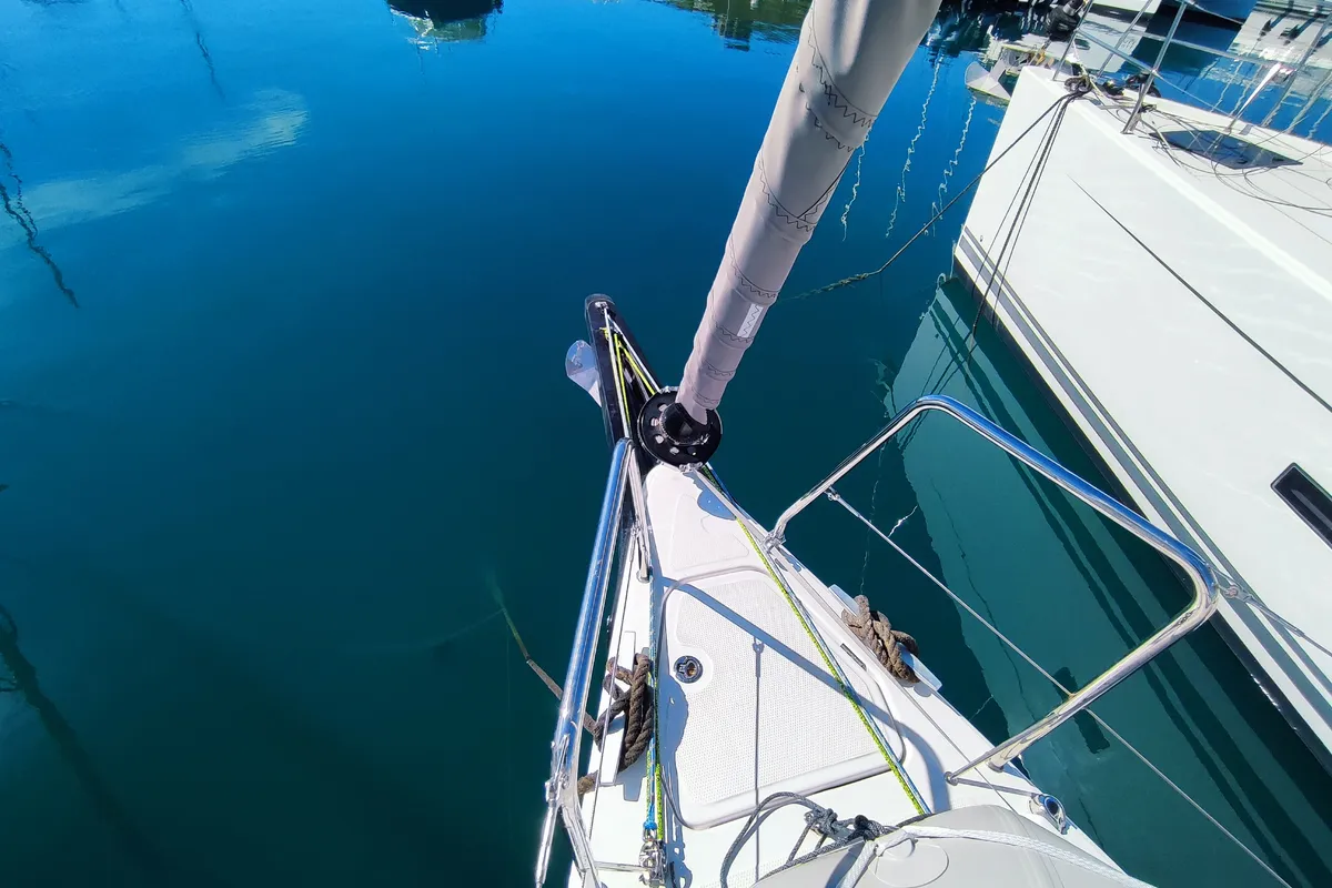 Exterior view of Fizzy, a Beneteau First 36 sailboat at Lavreotiki Municipal Unit, Greece