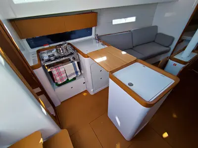 Galley of Fizzy, a Beneteau First 36 sailboat at Lavreotiki Municipal Unit, Greece
