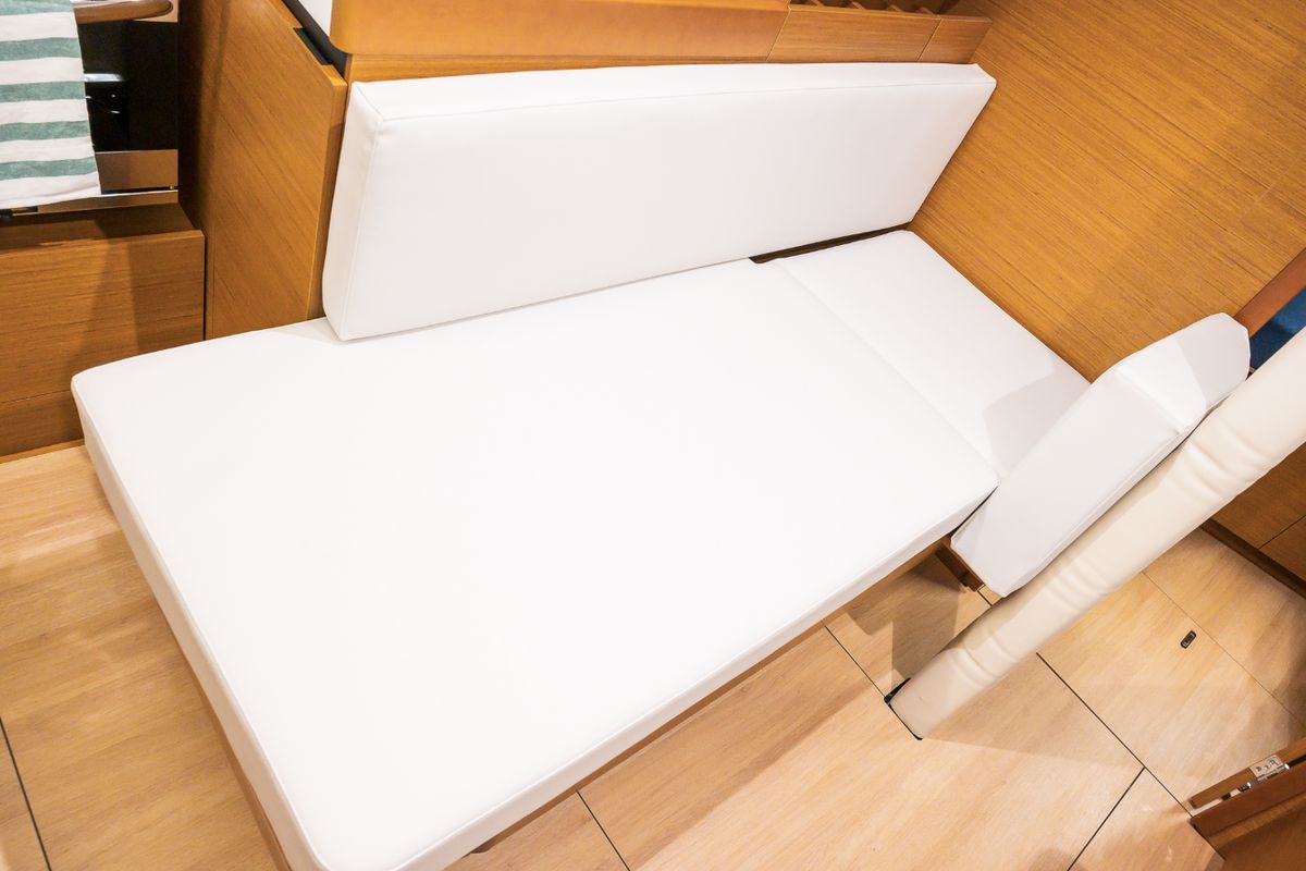 Cabin on Emotion, a Jeanneau Sun Odyssey 410 sailboat at Lavreotiki Municipal Unit, Greece