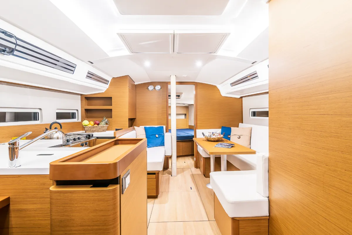 Salon of Emotion, a Jeanneau Sun Odyssey 410 sailboat at Lavreotiki Municipal Unit, Greece