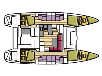 Floor plan of Benetnash II (PTP), a Lagoon 42 catamaran at Le Gosier, France