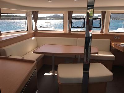Salon of Benetnash II (PTP), a Lagoon 42 catamaran at Le Gosier, France