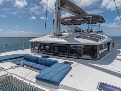 Deck of Ever III, a Lagoon 560 catamaran at Ajaccio, France