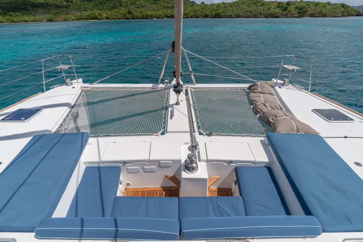 Deck of Ever III, a Lagoon 560 catamaran at Ajaccio, France