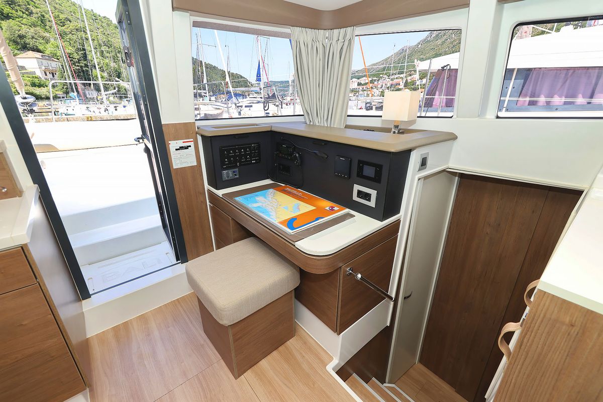 Salon of Aglaia, a Bali 4.2 catamaran at Dubrovnik, Croatia