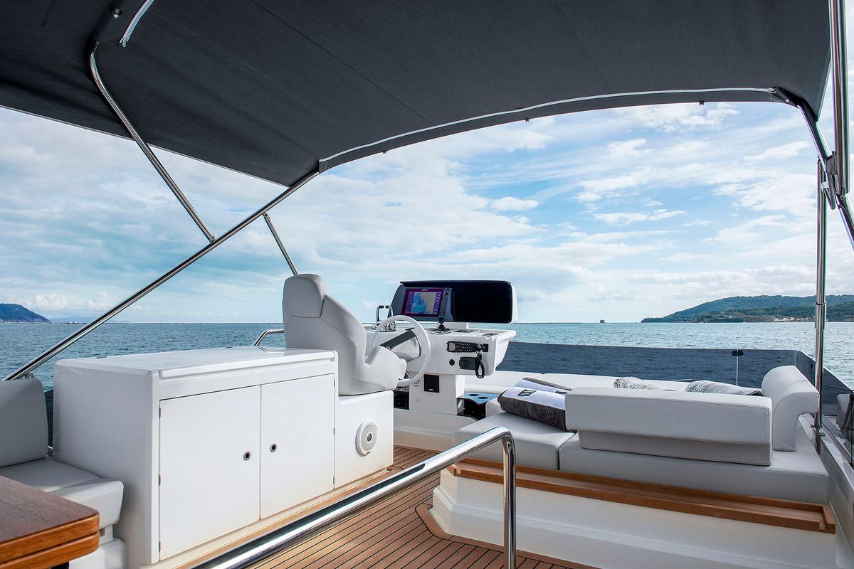 Cockpit of Anna, a Ferretti Yachts 500 yacht at Podstrana - Miljevac, Croatia