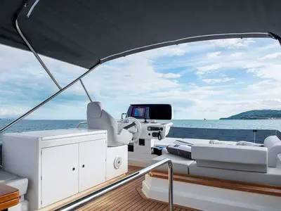 Cockpit of Anna, a Ferretti Yachts 500 yacht at Podstrana - Miljevac, Croatia