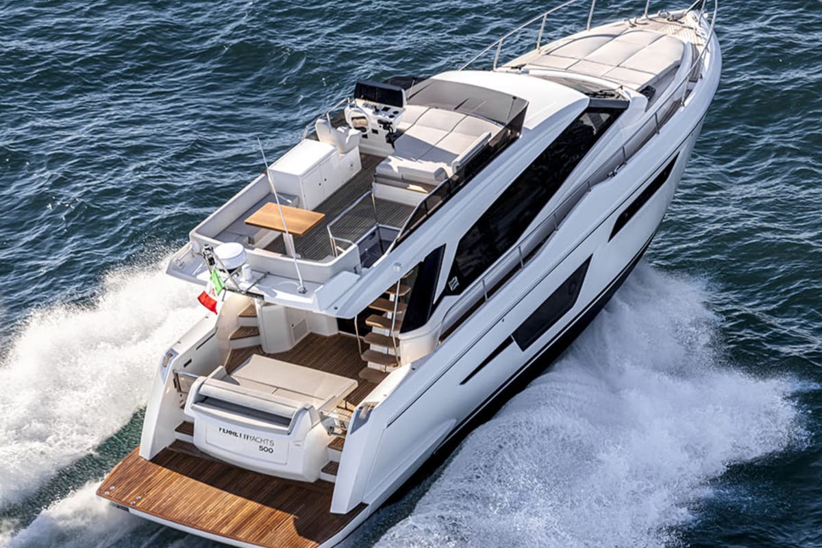 Exterior view of Anna, a Ferretti Yachts 500 yacht at Podstrana - Miljevac, Croatia
