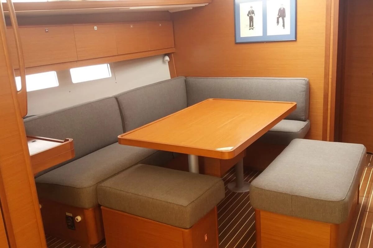 Salon of Nearchos, a Dufour 460 GL sailboat at Lavreotiki Municipal Unit, Greece
