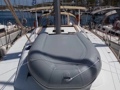 Deck of Nearchos, a Dufour 460 GL sailboat at Lavreotiki Municipal Unit, Greece