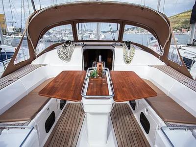Deck of Elysium I, a Elan Impression 50 sailboat at Seget Donji, Croatia