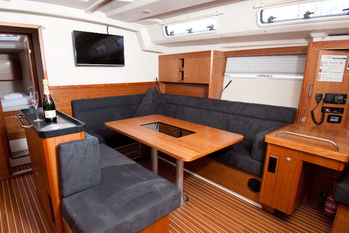 Salon of FURIA, a Hanse Yachts Hanse 505 sailboat at Grad Kaštela, Croatia