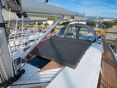 Deck of FURIA, a Hanse Yachts Hanse 505 sailboat at Grad Kaštela, Croatia