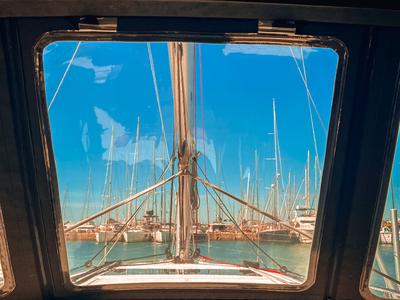 Deck of Marianna, a Jeanneau Sun Odyssey 410 sailboat at Gouvia, Greece
