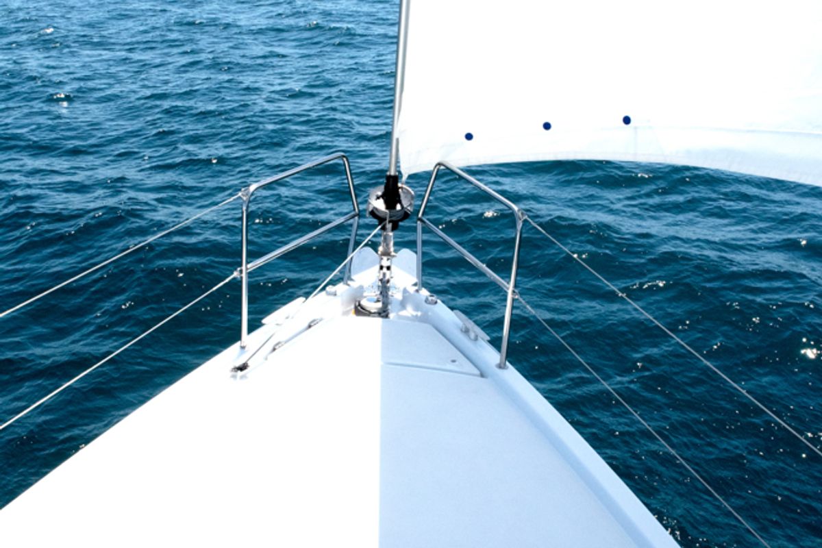 Deck of Marianna, a Jeanneau Sun Odyssey 410 sailboat at Gouvia, Greece