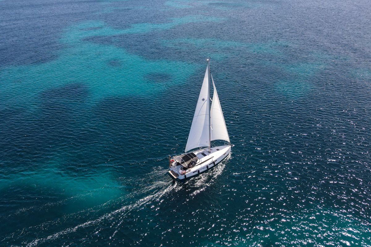 Exterior view of Marianna, a Jeanneau Sun Odyssey 410 sailboat at Gouvia, Greece