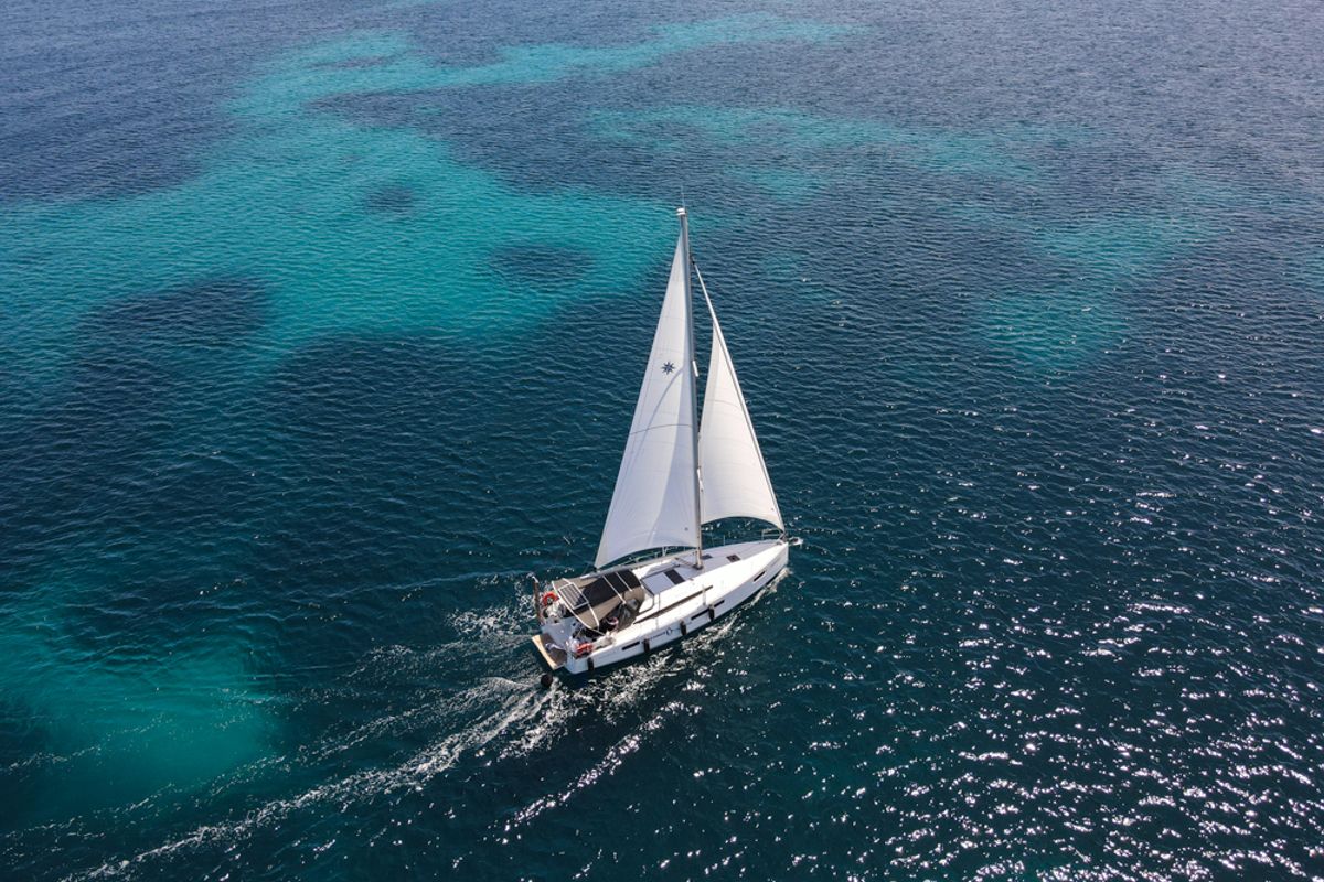 Exterior view of Marianna, a Jeanneau Sun Odyssey 410 sailboat at Gouvia, Greece
