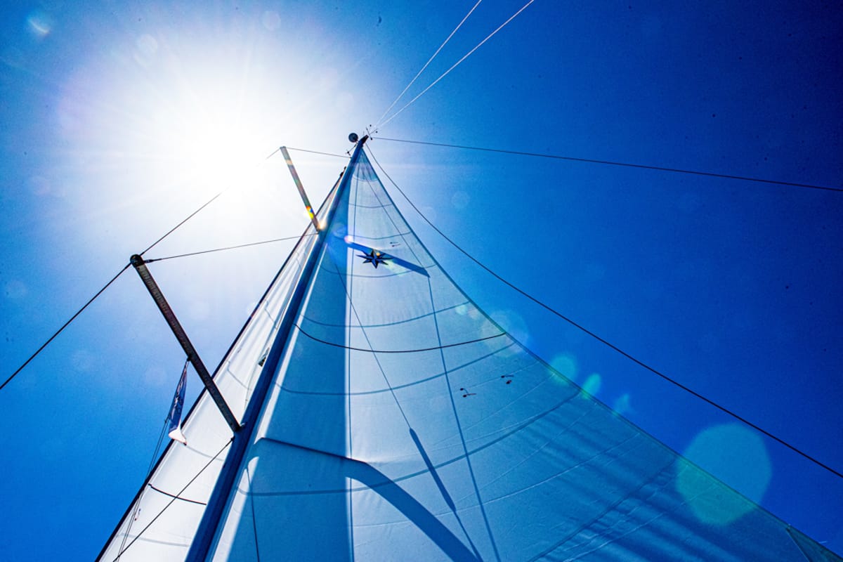Deck of Marianna, a Jeanneau Sun Odyssey 410 sailboat at Gouvia, Greece