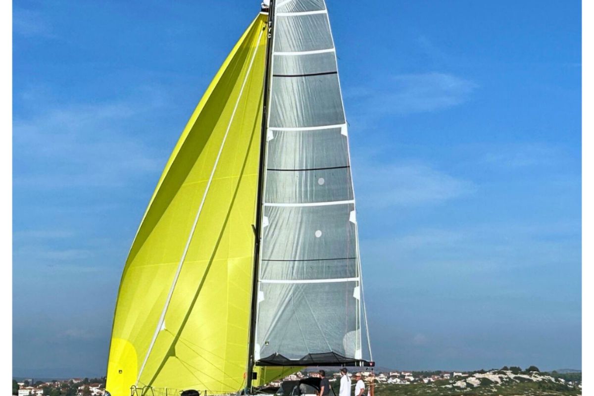 Exterior view of Windrausch, a Pogo Structures Pogo 36 sailboat at Grad Biograd na Moru, Croatia