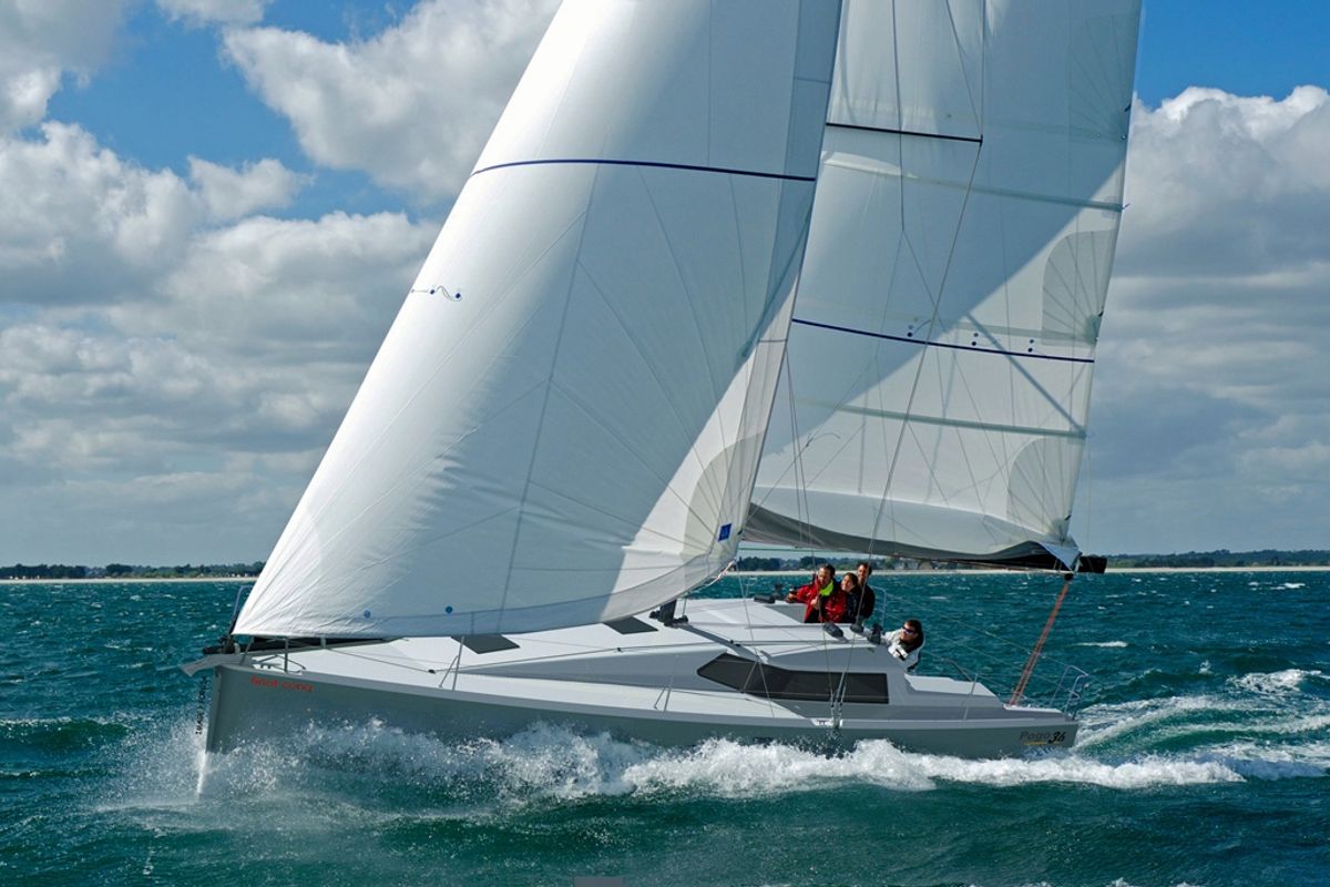 Exterior view of Windrausch, a Pogo Structures Pogo 36 sailboat at Grad Biograd na Moru, Croatia