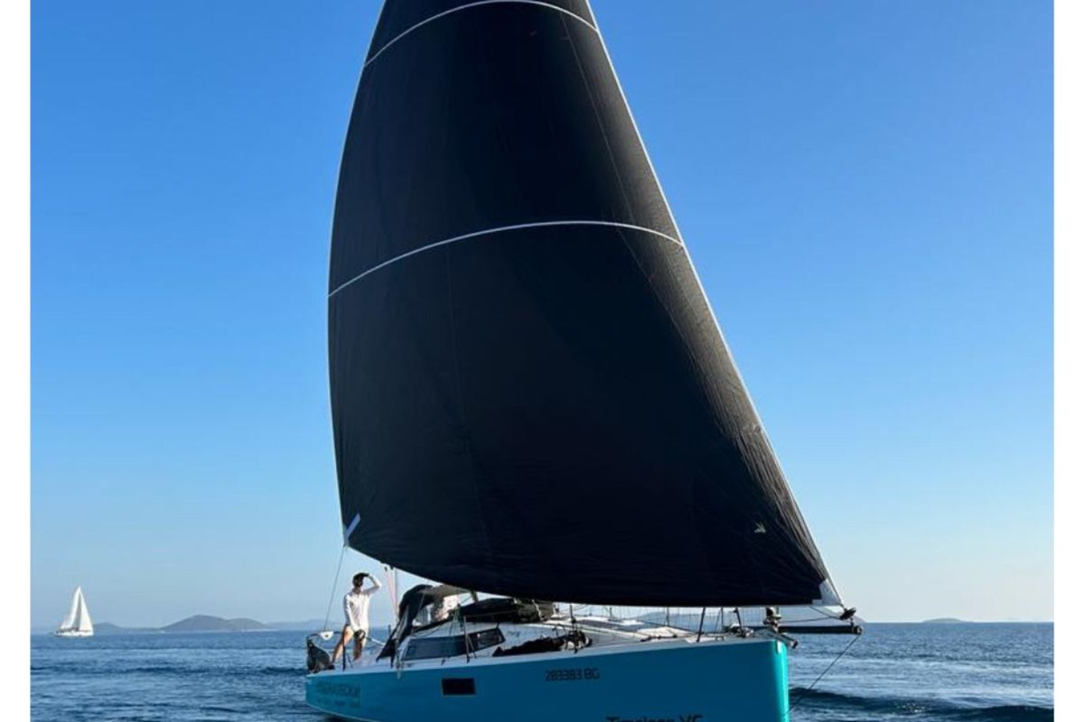 Exterior view of Windrausch, a Pogo Structures Pogo 36 sailboat at Grad Biograd na Moru, Croatia