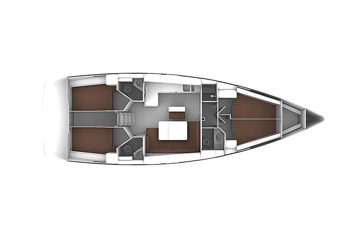 Floor plan of ALMA LIBRE IV, a Bavaria Cruiser 46 sailboat at Municipal Unit of Lefkada, Greece