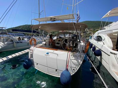 Exterior view of ALMA LIBRE IV, a Bavaria Cruiser 46 sailboat at Municipal Unit of Lefkada, Greece