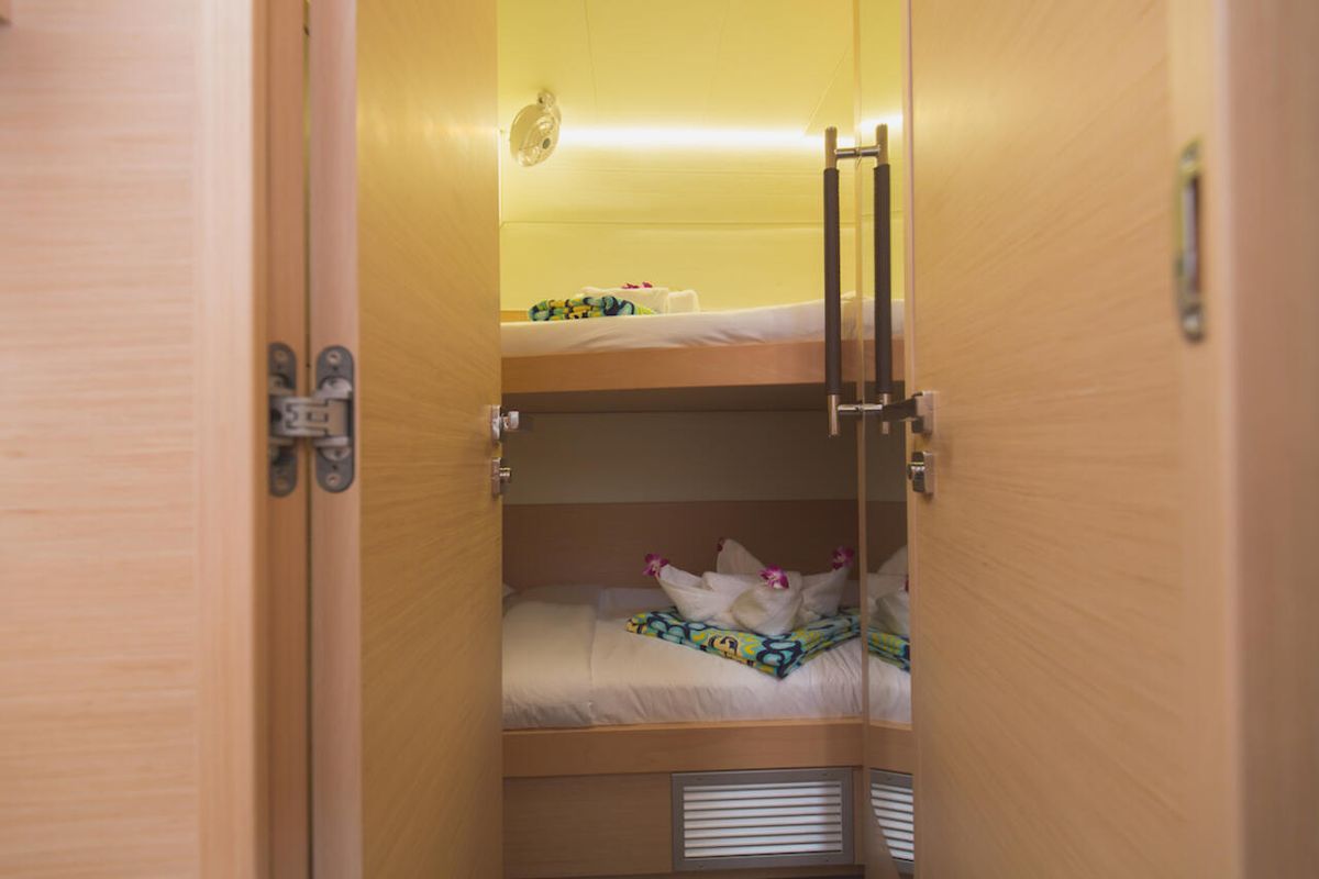Cabin on Blue Moon, a Lagoon 52 F catamaran at Pa Khlok, Thailand