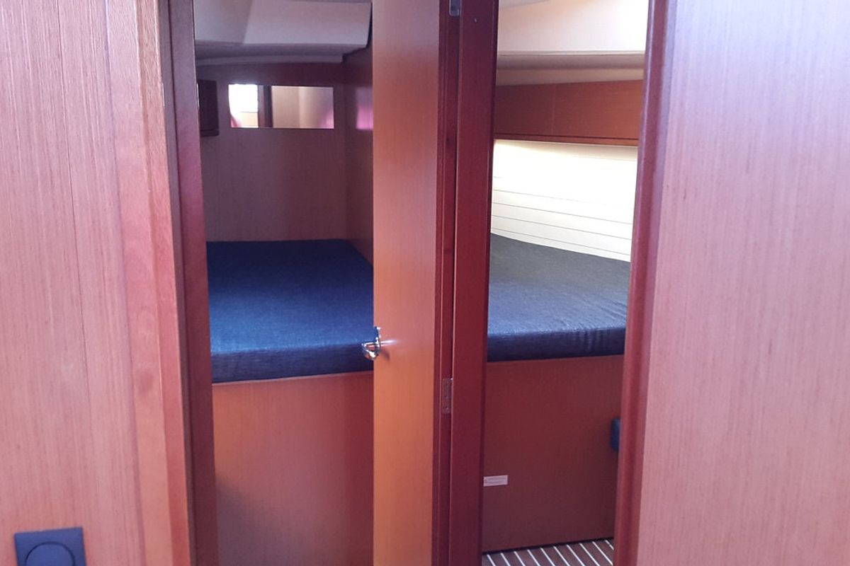 Cabin on Okyalos, a Bavaria Cruiser 46 sailboat at Lavreotiki Municipal Unit, Greece